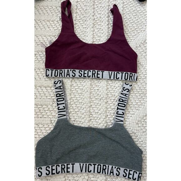 Victoria's Secret Other - Victoria Secret Logo Band Bralettes Set of 2 Grey & Maroon Size Small